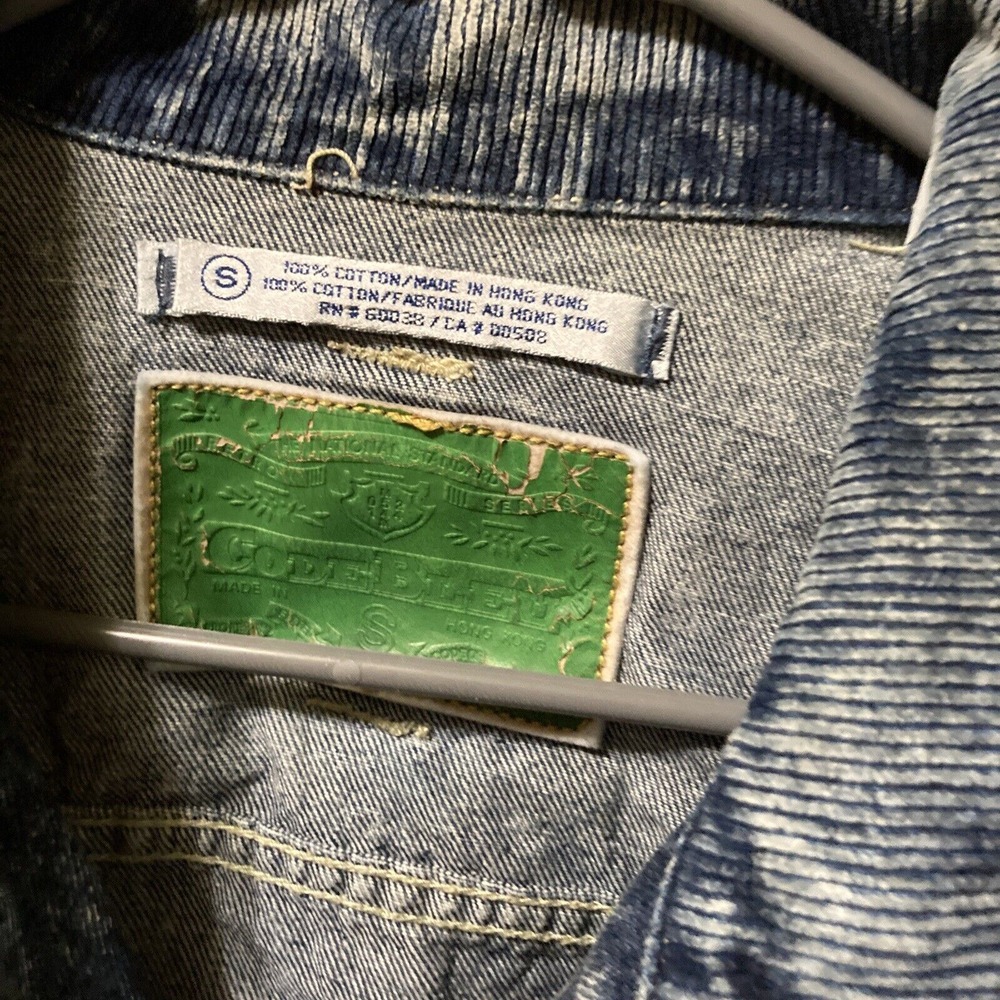 CODE BLEU Acid Wash Denim Jacket Distressed Blue Jean‎ Coat Men's Size S - Picture 3 of 12